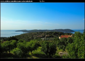 Das schöne Schloss Savonari mit Blick auf Koločep und das offene Meer