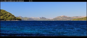 Blick nach Westen auf Olipa und Pelješac