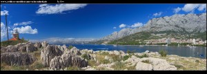 Westen der Halbinsel mit Blick auf den Norden Makarskas, das Biokovo bis nach Split